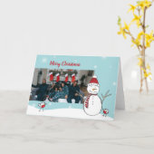 雪だるまクリスマスカード両親クリスマスカード カード (黄色い花)