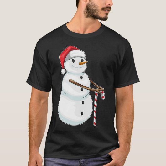 雪だるまクリスマスキャンディーケーン Tシャツ (正面)