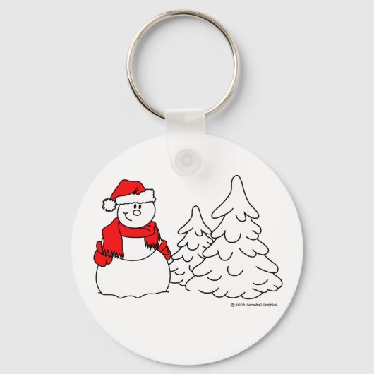 雪だるまクリスマスキーチェーン キーホルダー (正面)