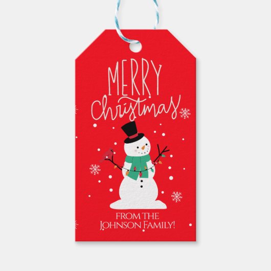 雪だるまクリスマスギフトタグ ギフトタグ (正面)