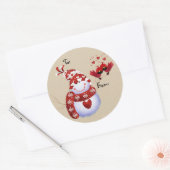 雪だるまクリスマスギフトタグ ラウンドシール (封筒)