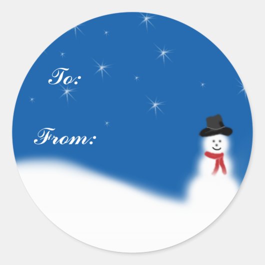 雪だるまクリスマスギフトタグ ラウンドシール (正面)
