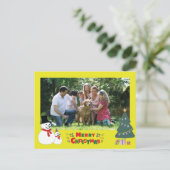 雪だるまクリスマスグリーティングホリデー葉書 ポストカード (スタンド正面)