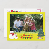 雪だるまクリスマスグリーティングホリデー葉書 ポストカード (正面/裏面)