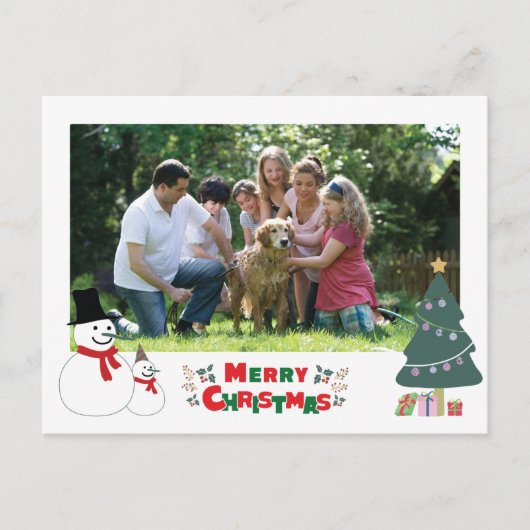 雪だるまクリスマスグリーティングホリデー葉書 ポストカード (正面)