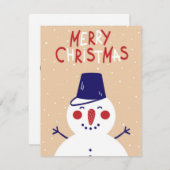 雪だるまクリスマスグリーティング シーズンカード (正面/裏面)