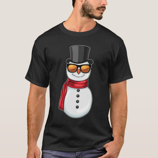 雪だるまクリスマスサングラス Tシャツ (正面)