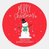 雪だるまクリスマスシール：ギフトをパーソナライズ ラウンドシール (正面)
