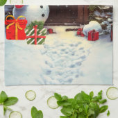 雪だるまクリスマスシーン キッチンタオル (折り畳み)