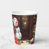 雪だるまクリスマスシーン 紙コップ (裏面)