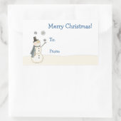 雪だるまクリスマスステッカー 長方形シール (バッグ)