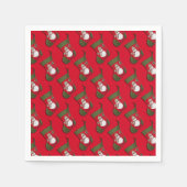 雪だるまクリスマスストッキングタイル模様 スタンダードカクテルナプキン (正面)