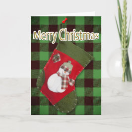 雪だるまクリスマスストッキングバッファロープレイドテンプレート シーズンカード