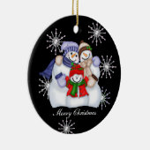 雪だるまクリスマススノーフレーク セラミックオーナメント (右)