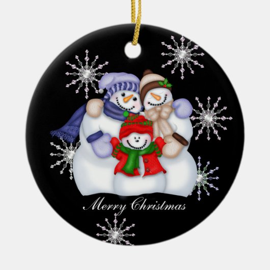 雪だるまクリスマススノーフレーク セラミックオーナメント (正面)