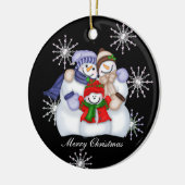 雪だるまクリスマススノーフレーク セラミックオーナメント (左)