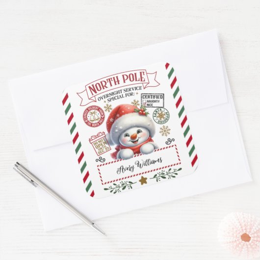 雪だるまクリスマススペシャル配信Sant スクエアシール (封筒)