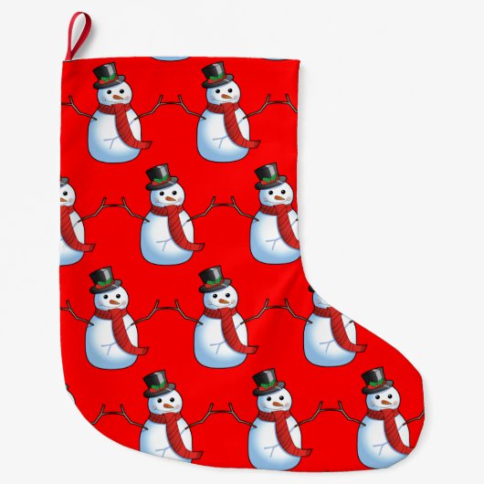 雪だるまクリスマスソーキング ラージクリスマスストッキング (正面)