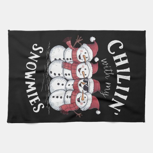 雪だるまクリスマスチリンと私のスノーミースギフト キッチンタオル (横)