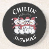 雪だるまクリスマスチリンと私のスノーミースギフト コースター (正面)