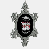 雪だるまクリスマスチリンと私のスノーミースギフト スノーフレークピューターオーナメント (左)