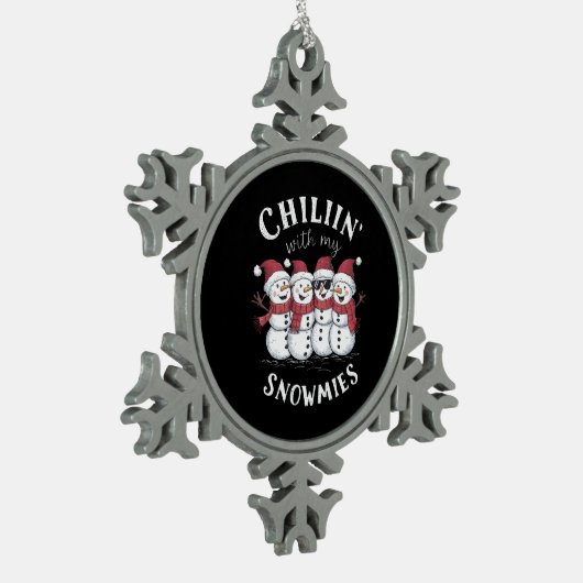 雪だるまクリスマスチリンと私のスノーミースギフト スノーフレークピューターオーナメント (左)