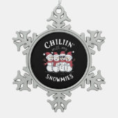 雪だるまクリスマスチリンと私のスノーミースギフト スノーフレークピューターオーナメント (正面)