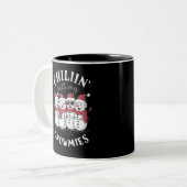 雪だるまクリスマスチリンと私のスノーミースギフト ツートーンマグカップ (正面左)