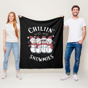 雪だるまクリスマスチリンと私のスノーミースギフト フリースブランケット