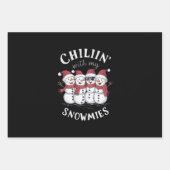 雪だるまクリスマスチリンと私のスノーミースギフト ラッピングペーパーシート (正面)