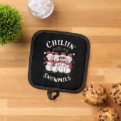 雪だるまクリスマスチリンと私のスノーミースギフト 鍋敷き (トップダウン)