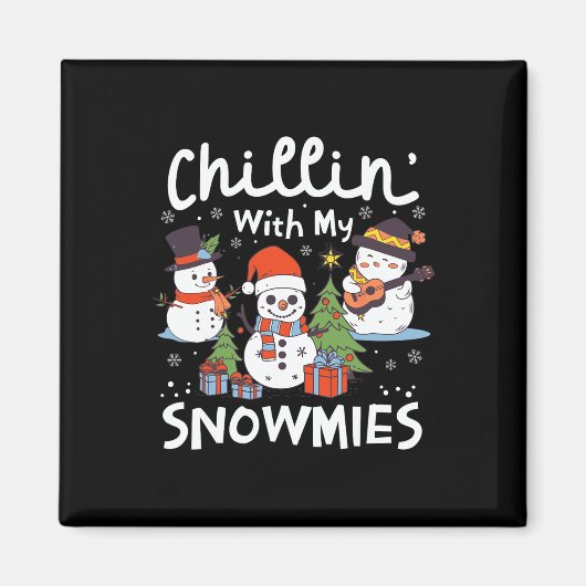 雪だるまクリスマスチリンと私の雪のクリスマスG マグネット (正面)