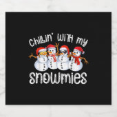 雪だるまクリスマスチリンと私の雪 スパークリングワインラベル (シングルラベル)