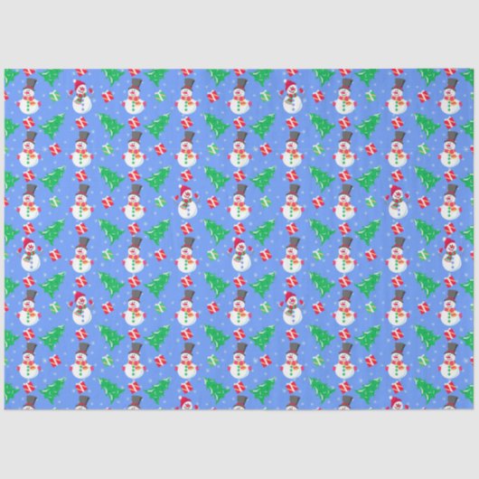 雪だるまクリスマスツリーとプレゼント 薄葉紙 (正面)