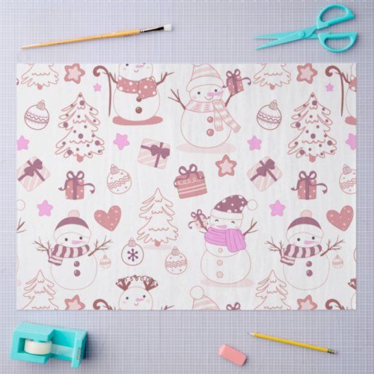 雪だるまクリスマスツリーオーナメントハートクリスマス 薄葉紙 (クラフト)