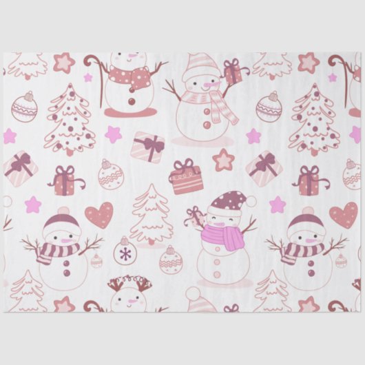 雪だるまクリスマスツリーオーナメントハートクリスマス 薄葉紙 (正面)