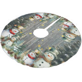 雪だるまクリスマスツリースカート:休暇を受け入れる ブラッシュドポリエステルツリースカート (アングル)