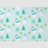 雪だるまクリスマスツリーズスノーフレークスグリーンクリスマス 薄葉紙 (正面)