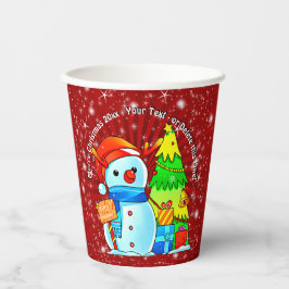 雪だるまクリスマスツリープレゼント年文字赤 紙コップ