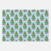 雪だるまクリスマスツリープレゼント ラッピングペーパーシート (正面)