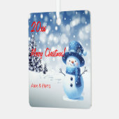 雪だるまクリスマスツリー雪メタルスクエアオーナメント メタルオーナメント (正面左)