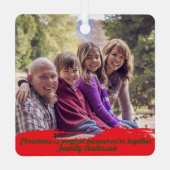 雪だるまクリスマスツリー雪写真スクエアオーナメント メタルオーナメント (裏面)