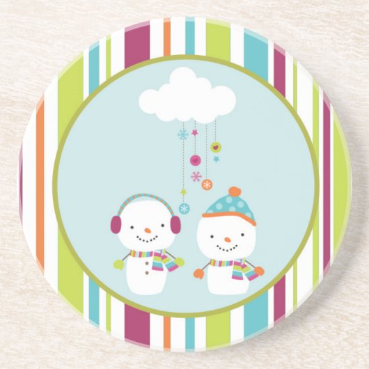 雪だるまクリスマスドリンクコースター コースター (正面)
