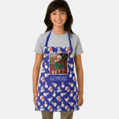 雪だるまクリスマスパターン ネイビーブルー 男の子 フォト エプロン (インサイチュ)