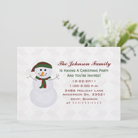 雪だるまクリスマスパーティの招待状 招待状 (スタンド正面)
