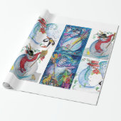 雪だるまクリスマスパーティーとペンギンのセレナーデ ラッピングペーパー (アンロールド)