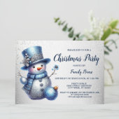 雪だるまクリスマスパーティーエレガントウィンターホリデー 招待状 (スタンド正面)