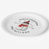 雪だるまクリスマスパーティー紙プレート ペーパープレート (アングル)