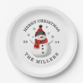 雪だるまクリスマスパーティー紙プレート ペーパープレート (正面)
