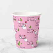 雪だるまクリスマスパーティー パーソナライズされた 紙コップ (裏面)